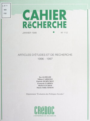 cover image of Articles d'études et de recherche, 1996-1997